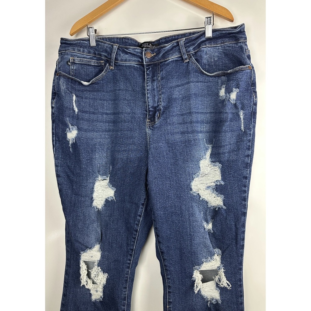 Judy Blue High Rise Destroyed Distressed Boyfriend Jeans Women's Plus Size 22W - Picture 3 of 11